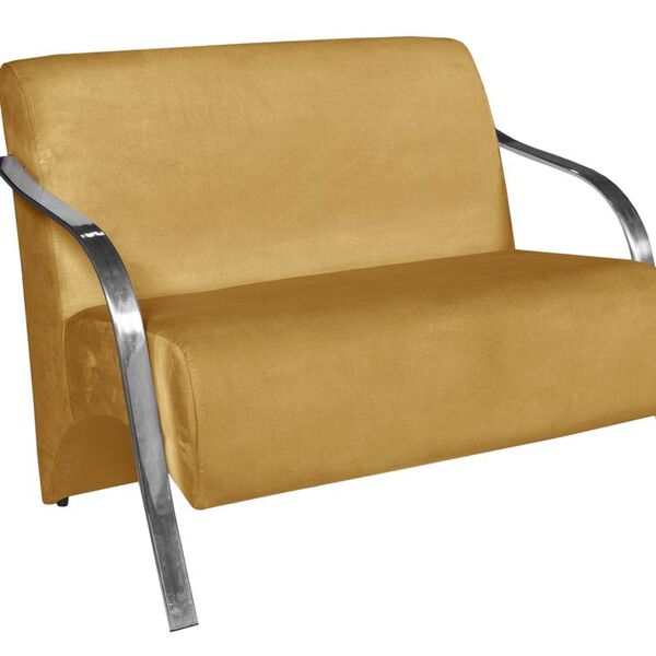 Poltrona Namoradeira Vênus Suede Braço Alumínio Amarelo
