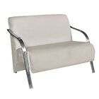 Poltrona Namoradeira Vênus Suede Braço Aluminio Bege