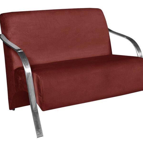 Poltrona Namoradeira Vênus Suede Braço Aluminio Bordo