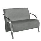 Poltrona Namoradeira Vênus Suede Braço Aluminio Cinza