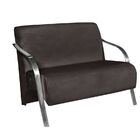 Poltrona Namoradeira Vênus Suede Braço Aluminio Marrom