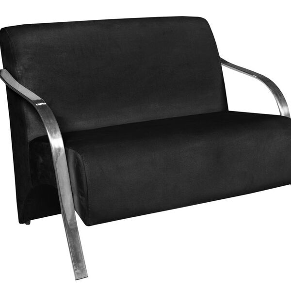 Poltrona Namoradeira Vênus Suede Braço Alumínio Preto