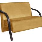 Poltrona Namoradeira Vênus Suede Braço Madeira Amarelo