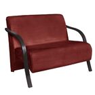 Poltrona Namoradeira Vênus Suede Braço Madeira Bordo