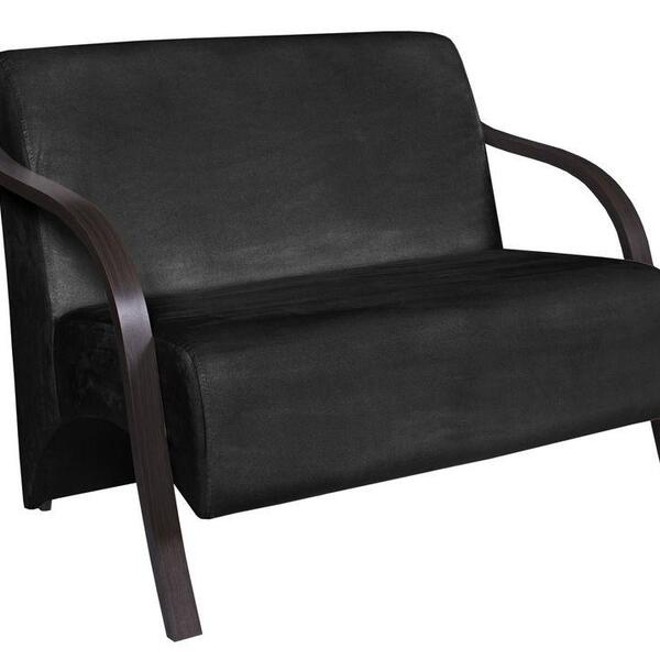Poltrona Namoradeira Vênus Suede Braço Madeira Preto