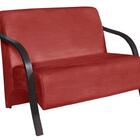Poltrona Namoradeira Vênus Suede Braço Madeira Vermelho