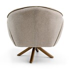 Poltrona Nara Linho Rústico Tressê Bege C-470 Base Giratória