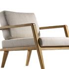 Poltrona New York Estofada Com Madeira Maciça - Amêndoa/cinza