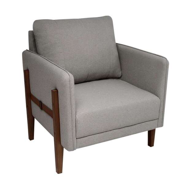 Poltrona Nice Linho Cinza E Imbuia