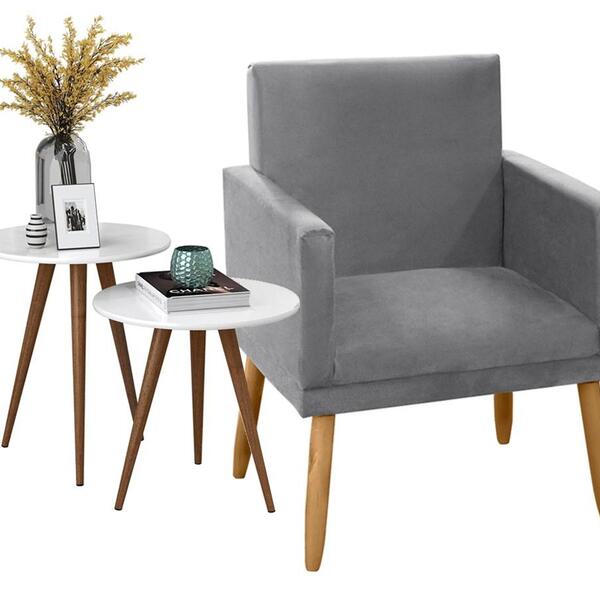 Poltrona Nina 9797 Suede E Mesas Laterais Bia Hg/rm Milani St