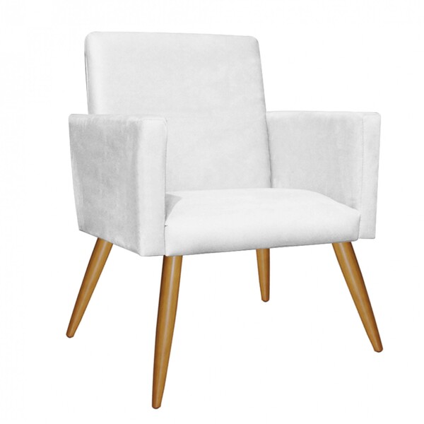 Poltrona Nina Decorativa Sala De Estar Recepção Corino Branco