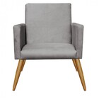 Poltrona Nina Decorativa Sala De Estar Recepção Corino Cinza