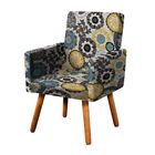 Poltrona Nina Estampado Mandala Verde D24 Pés Palito Castanho