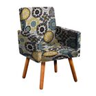 Poltrona Nina Estampado Mandala Verde D24 Pés Palito Castanho