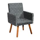 Poltrona Nina Estampado Pes Palito Casta - Quadrado Preto D64