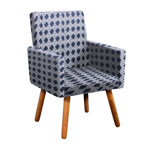 Poltrona Nina Estampado Pes Palito Casta - Trama Azul D100
