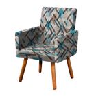 Poltrona Nina Estampado Traçado Azul Turquesa D33 Pés Palito