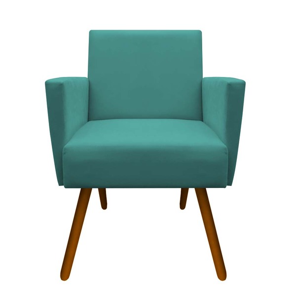 Poltrona Nina Para Sala De Estar Pés Palito Suede Azul Tiffan