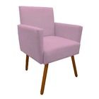 Poltrona Nina Para Sala De Estar Pés Palito Suede Rosa Bebê -