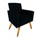 Poltrona Nina Pés Palitos Suede Preto