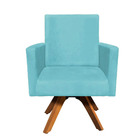 Poltrona Nina Premium Base Giratória Suede Turquesa