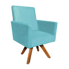 Poltrona Nina Premium Base Giratória Suede Turquesa