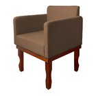 Poltrona Nina Retrô Pés De Madeira Maciça Linho Marrom