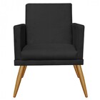 Poltrona Nina Rodapé Sala De Estar Recepção Corino Preto - Ah