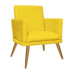 Poltrona Nina Rodapé Sala De Estar Recepção Suede Amarelo - A