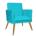 Poltrona Nina Rodapé Sala De Estar Recepção Suede Azul Turque