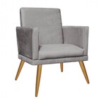 Poltrona Nina Rodapé Sala De Estar Recepção Suede Cinza - Aha