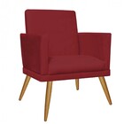 Poltrona Nina Rodapé Sala De Estar Recepção Suede Vermelho -
