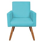 Poltrona Nina Suede Azul Turquesa Pés Palito Castanho D'rossi