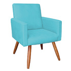 Poltrona Nina Suede Pés Palito Castanho D'rossi - Azul Turque