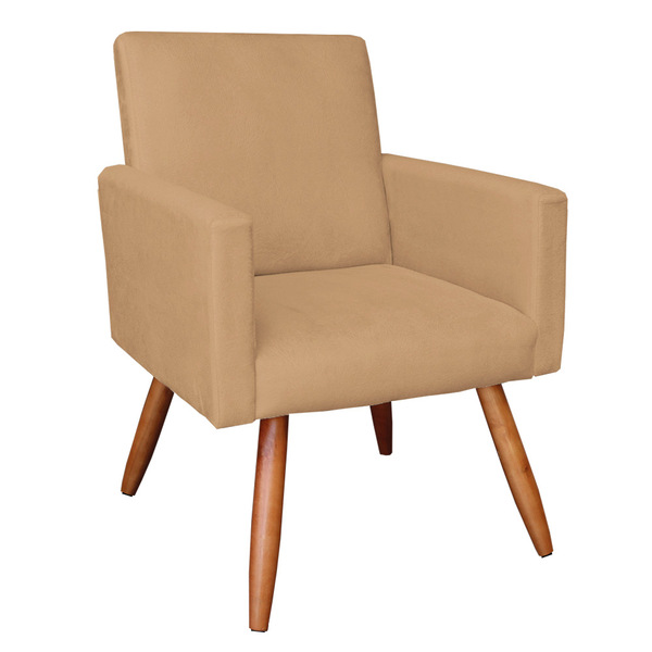 Poltrona Nina Suede Pés Palito Castanho D'rossi - Caramelo Si