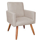 Poltrona Nina Suede Pés Palito Castanho M11 - D'rossi - Bege