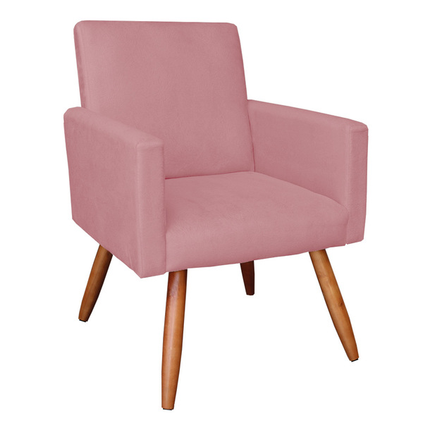 Poltrona Nina Suede Pés Palito Castanho M11 - D'rossi - Rose