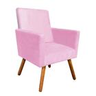 Poltrona Nina Suede Rosa Bebê Pés Palito Castanho Drossi