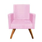 Poltrona Nina Suede Rosa Bebê Pés Palito Castanho Drossi