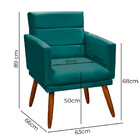 Poltrona Nina Veludo Azul Tiffany De Madeira Speciale Home