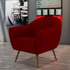 Poltrona Nina Veludo B-278 Com Pés Palito Castanho Domi