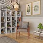 Poltrona Niterói Poliéster Cinza E Amêndoa