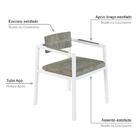 Poltrona Noah Fixa C/4 Pés 78 X 60,5 X 60,5 Cm Pés Brancos