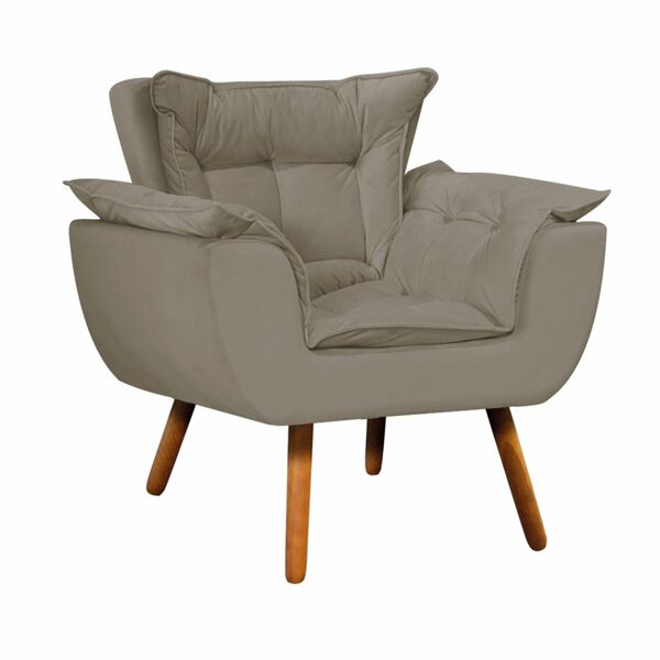 Poltrona Odisseia Suede Pés Palito Castanho D03 - D'rossi - M