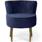 Poltrona Olivia Base Madeira Veludo Azul Royal