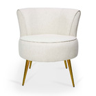 Poltrona Olivia Linho Bege B-298 Pes Palito Metalico Bronze -