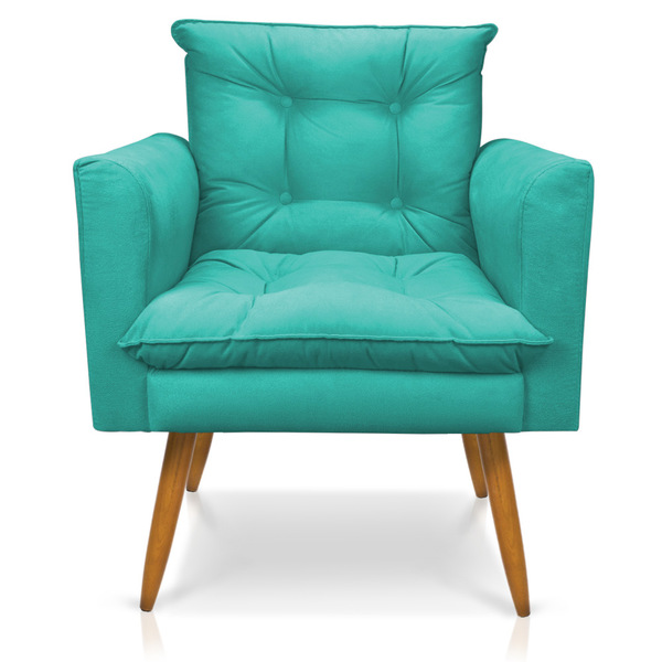 Poltrona Olivia Suede Pés Palito Castanho - Pallazio - Azul T