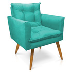 Poltrona Olivia Suede Pés Palito Castanho - Pallazio - Azul T