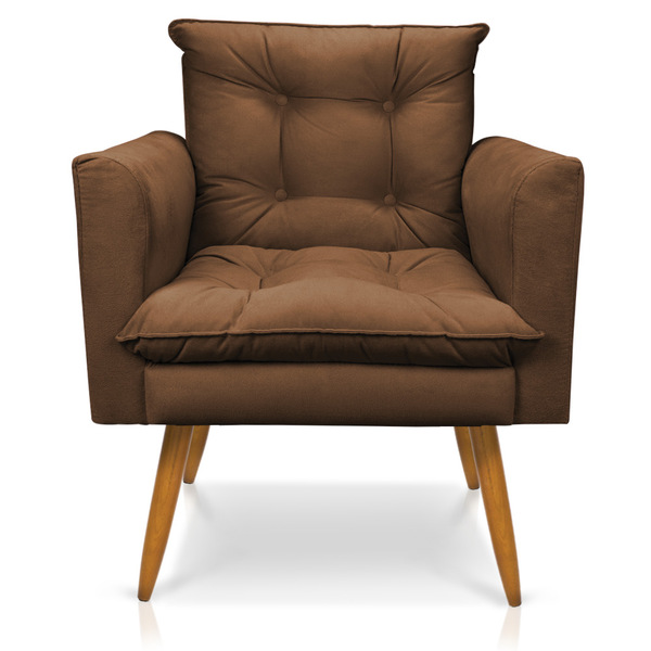 Poltrona Olivia Suede Pés Palito Castanho - Pallazio - Marrom