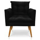 Poltrona Olivia Suede Pés Palito Castanho - Pallazio - Preto